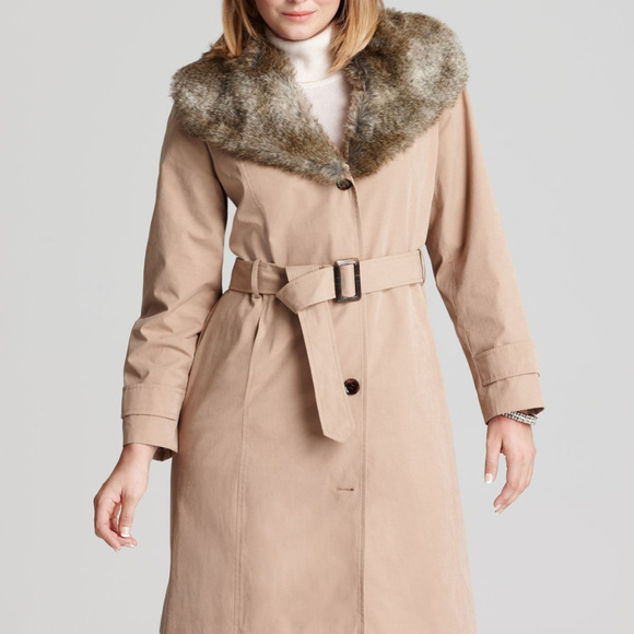 calvin klein fur collar coat